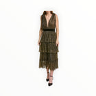Traffic People Tiered Dress - Gold Multi