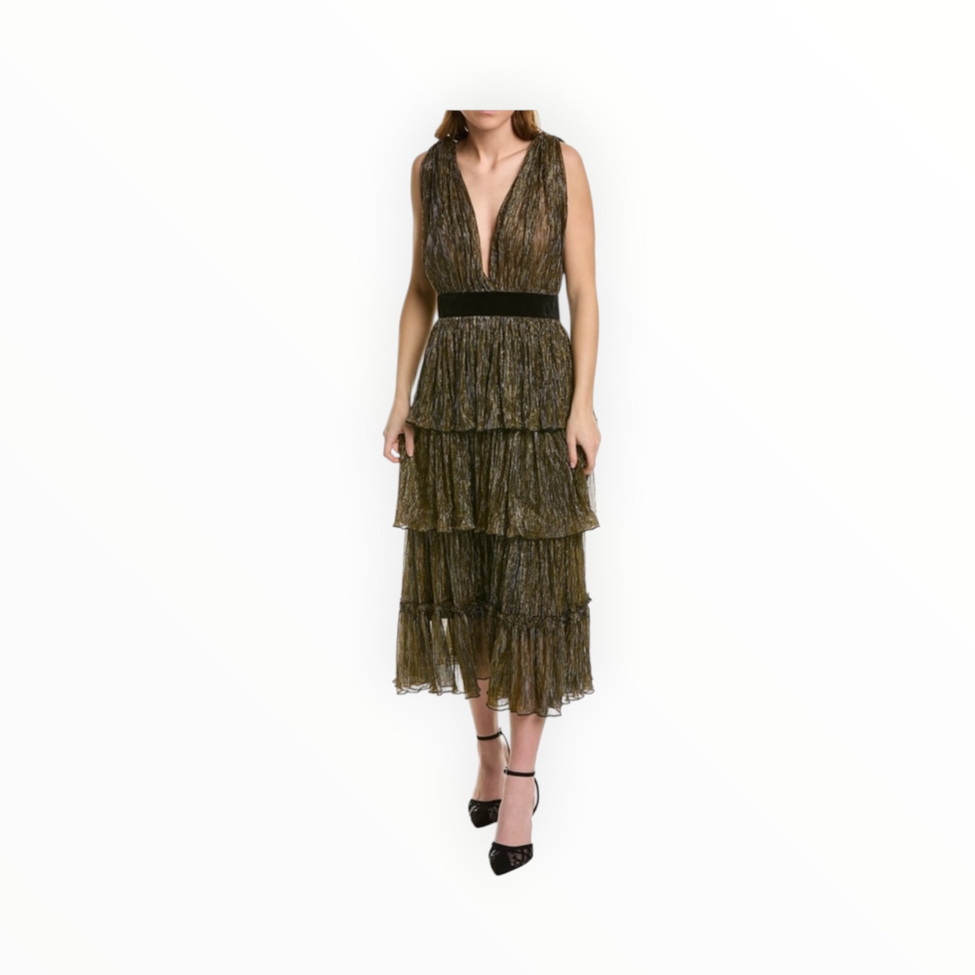 Traffic People Tiered Dress - Gold Multi