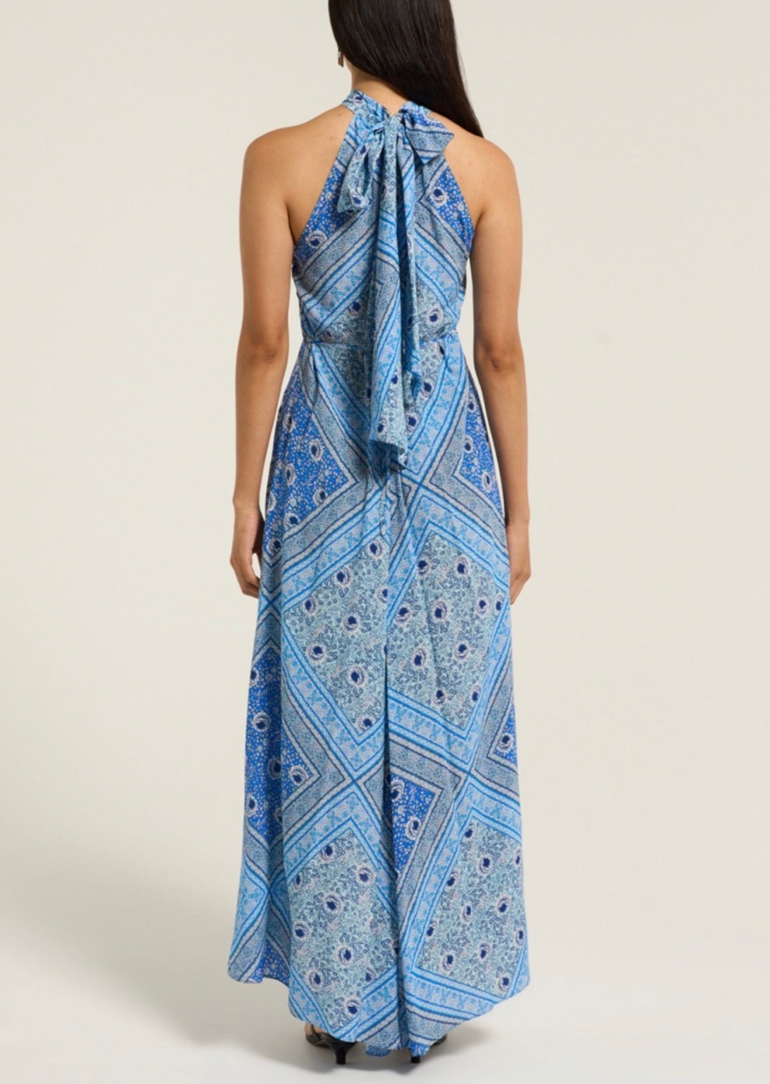 RIXO Caitlin Dress - Boho Scarf Blue