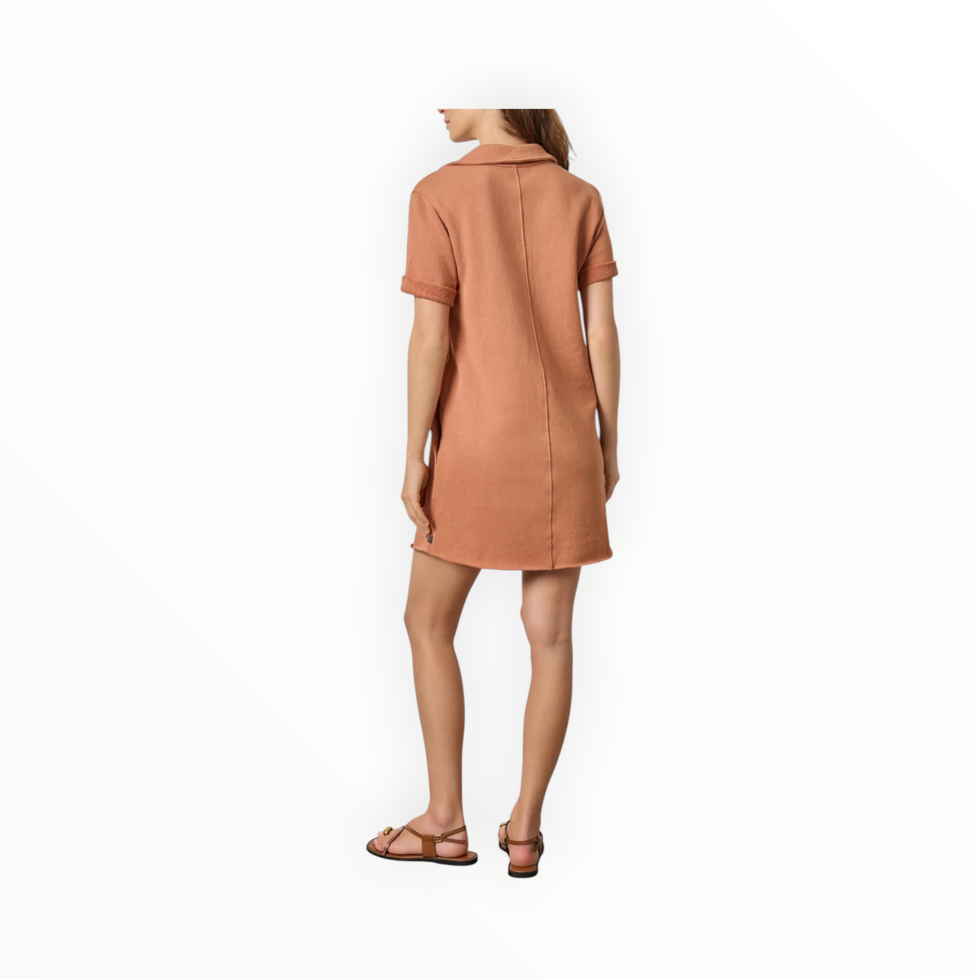 LILLA|P Raw Hem Terry Dress - Carob