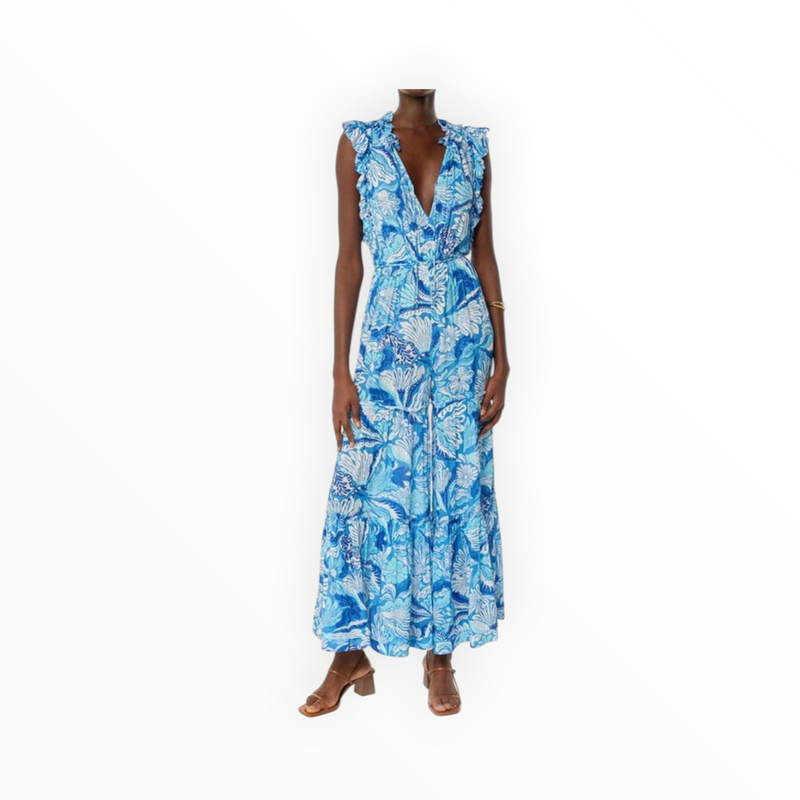Poupette St Barth Long Belene Jumpsuit - Blue Tiger Lily