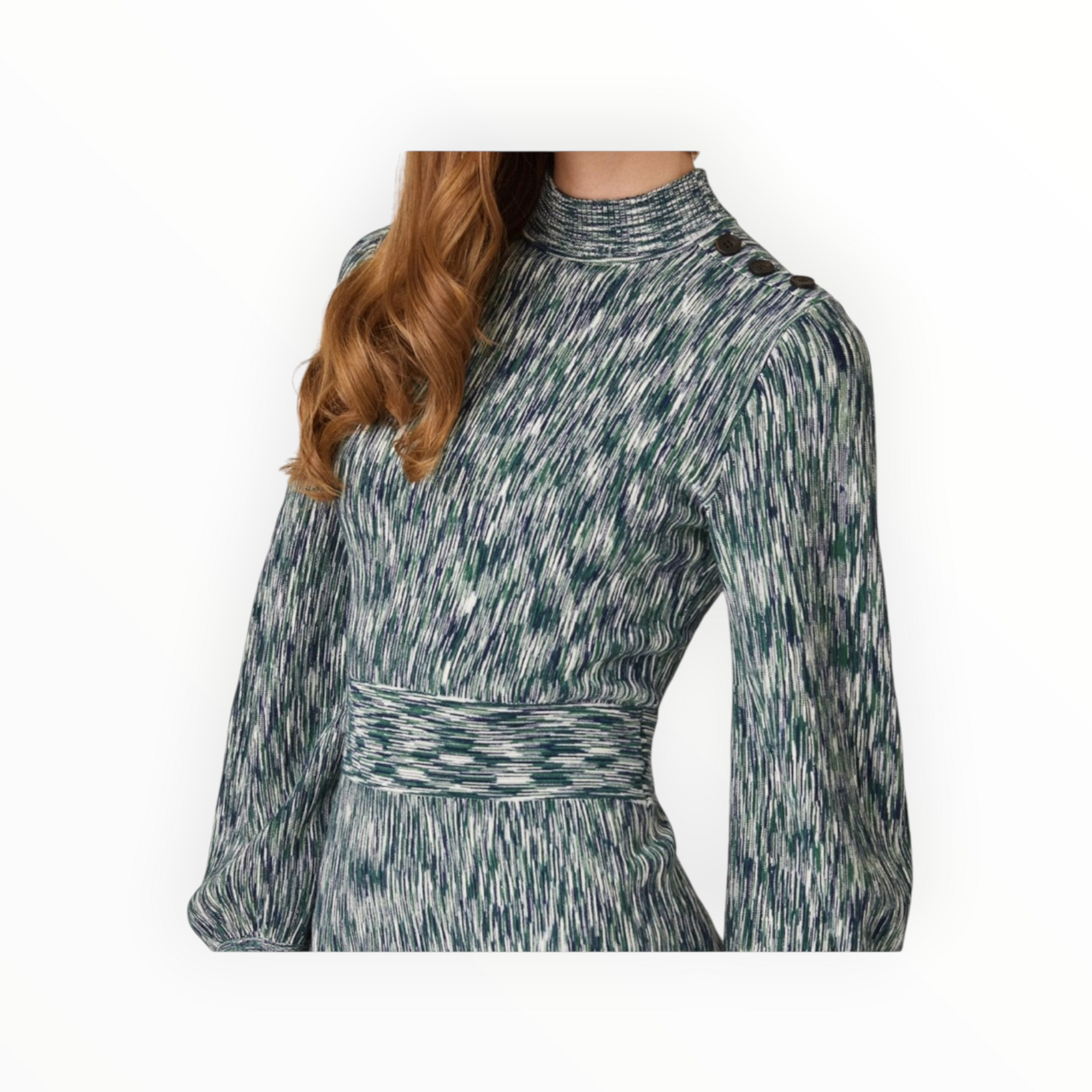 Shoshanna Molly Space Dye Dress - Sage Multi