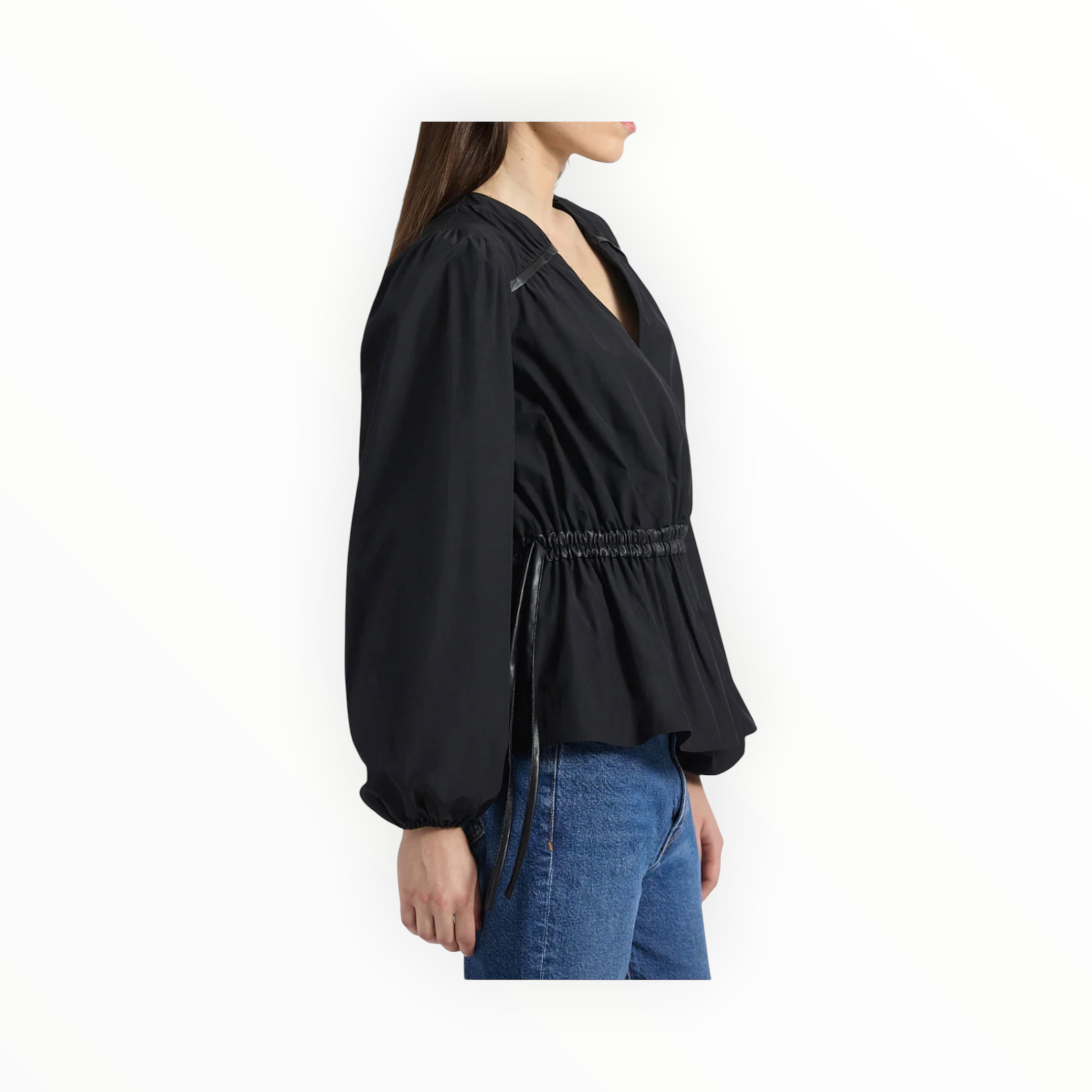 Derek Lam 10 Crosby Dominica V-Neck Blouse - Black