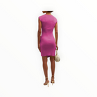 SIMKHAI Covina Compact Rib Mini Wrap Dress - Opera Pink