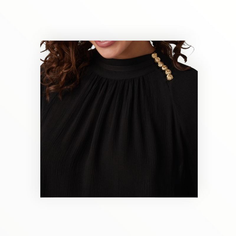 ba&sh Neil Long Sleeve Blouse - Black