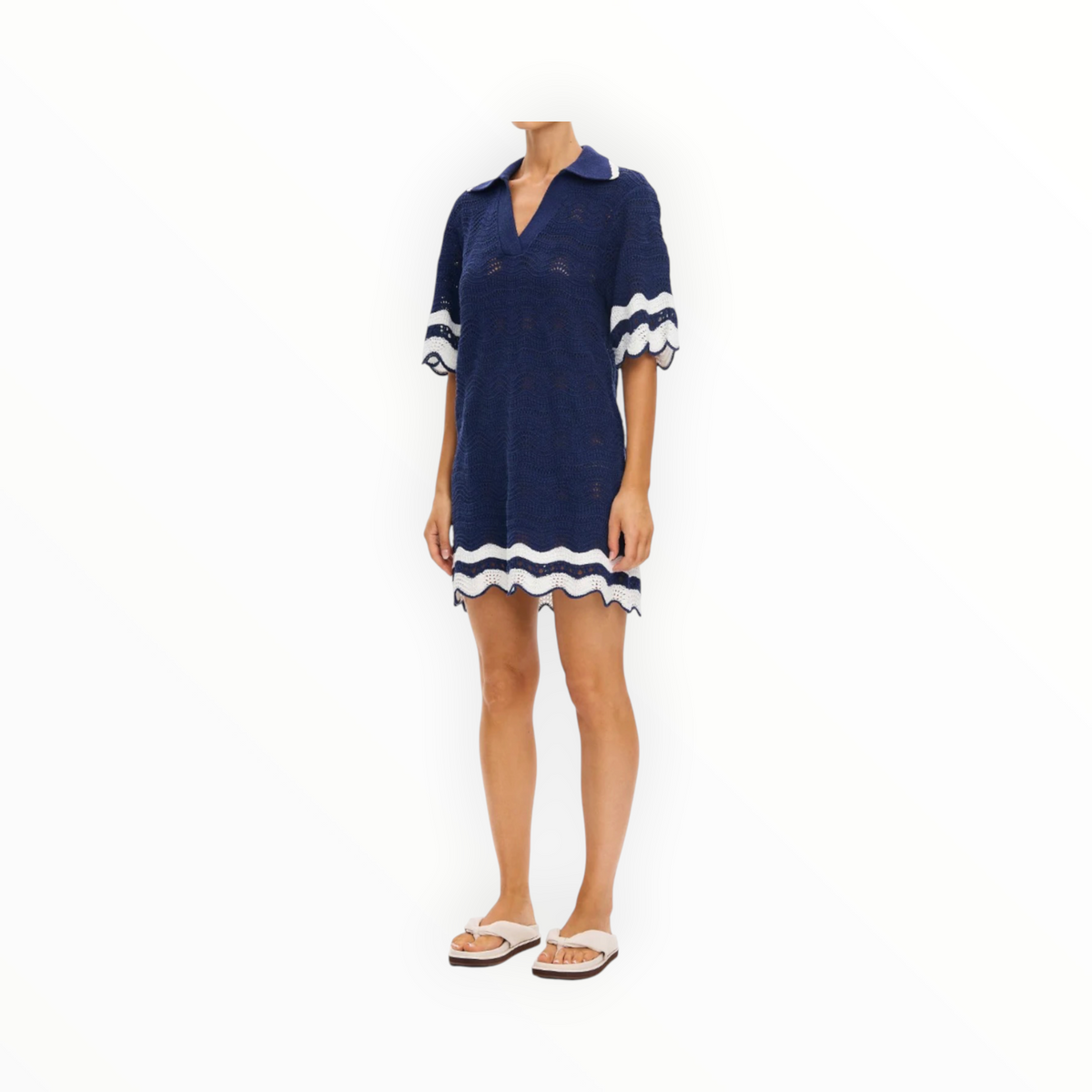 Kivari Camille Knit Mini Dress - Navy/White