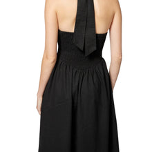 Amanda Maria Linen Cotton Smocked Halter Dress - Black