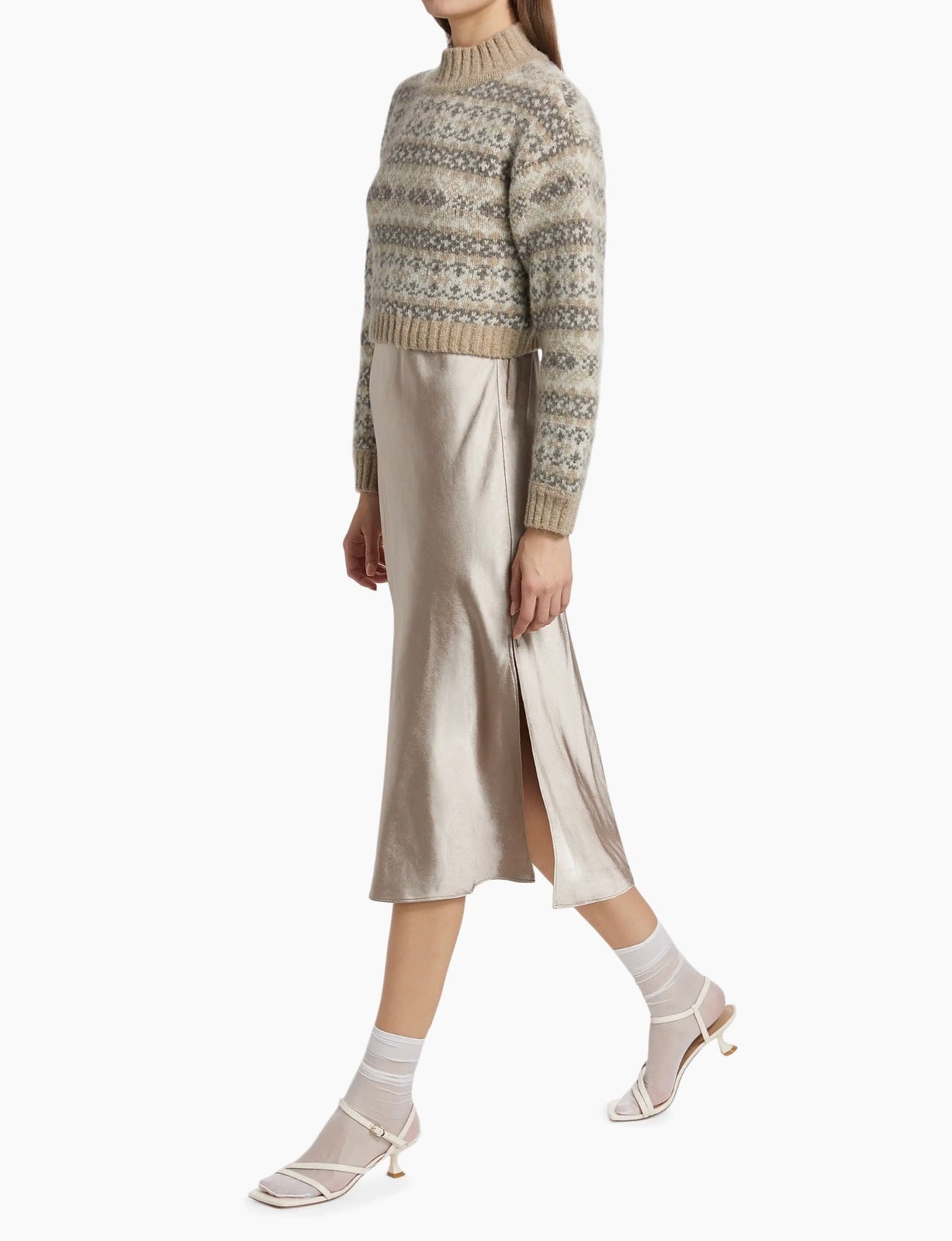 dh New York Lou Sweater & Satin - Dress Set - Oatmeal Combo