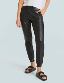 Commando Faux Leather Jogger - Black