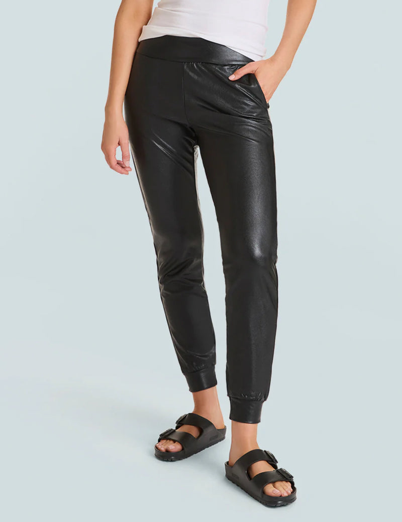 Commando Faux Leather Jogger - Black