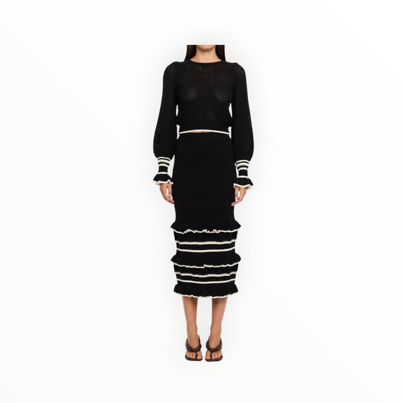 Kivari Rafaela Rafaela Knit Midi Skirt - Black/Cream