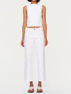 DL1961 Hepburn Wide Leg Mid Rise Ankle Jeans - White