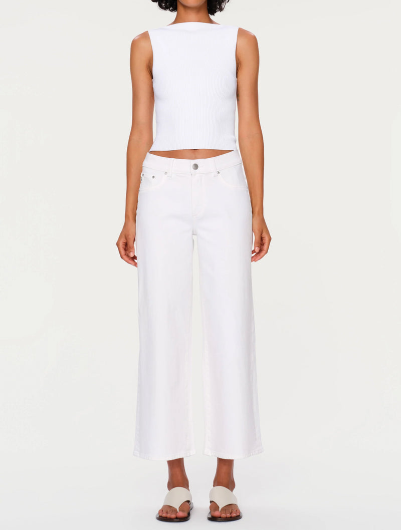 DL1961 Hepburn Wide Leg Mid Rise Ankle Jeans - White