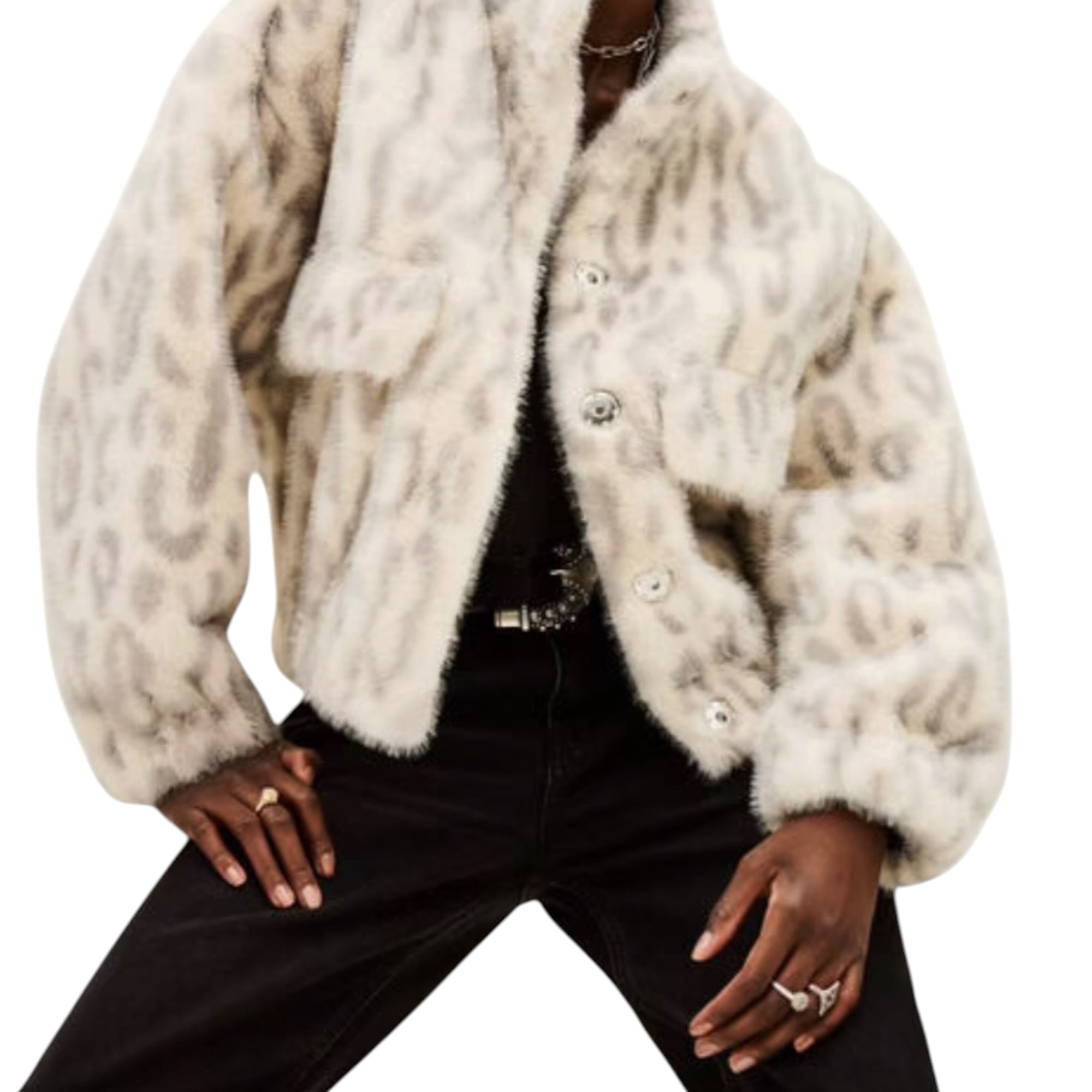 ba&sh Saros Faux Fur Jacket - Off White