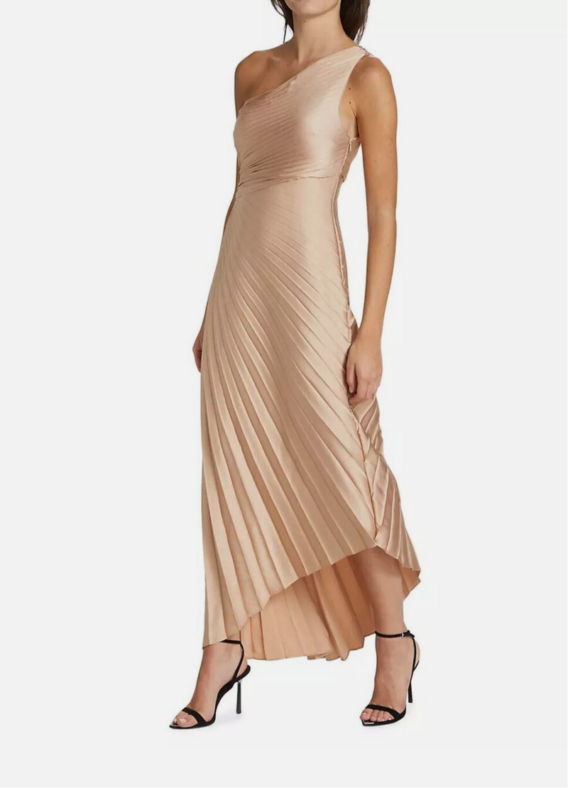 A.L.C. Delfine Pleated One-Shoulder Midi Dress