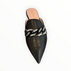 Pretty Ballerinas Overside Chain Leather Mules - Black