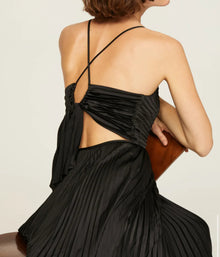 A.L.C. Aries Satin Pleated Dress - Black