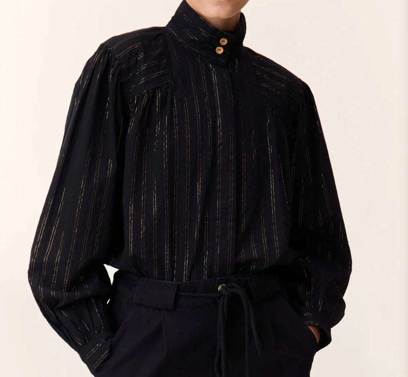 Leon & Harper Chana Strp Shirt - Black