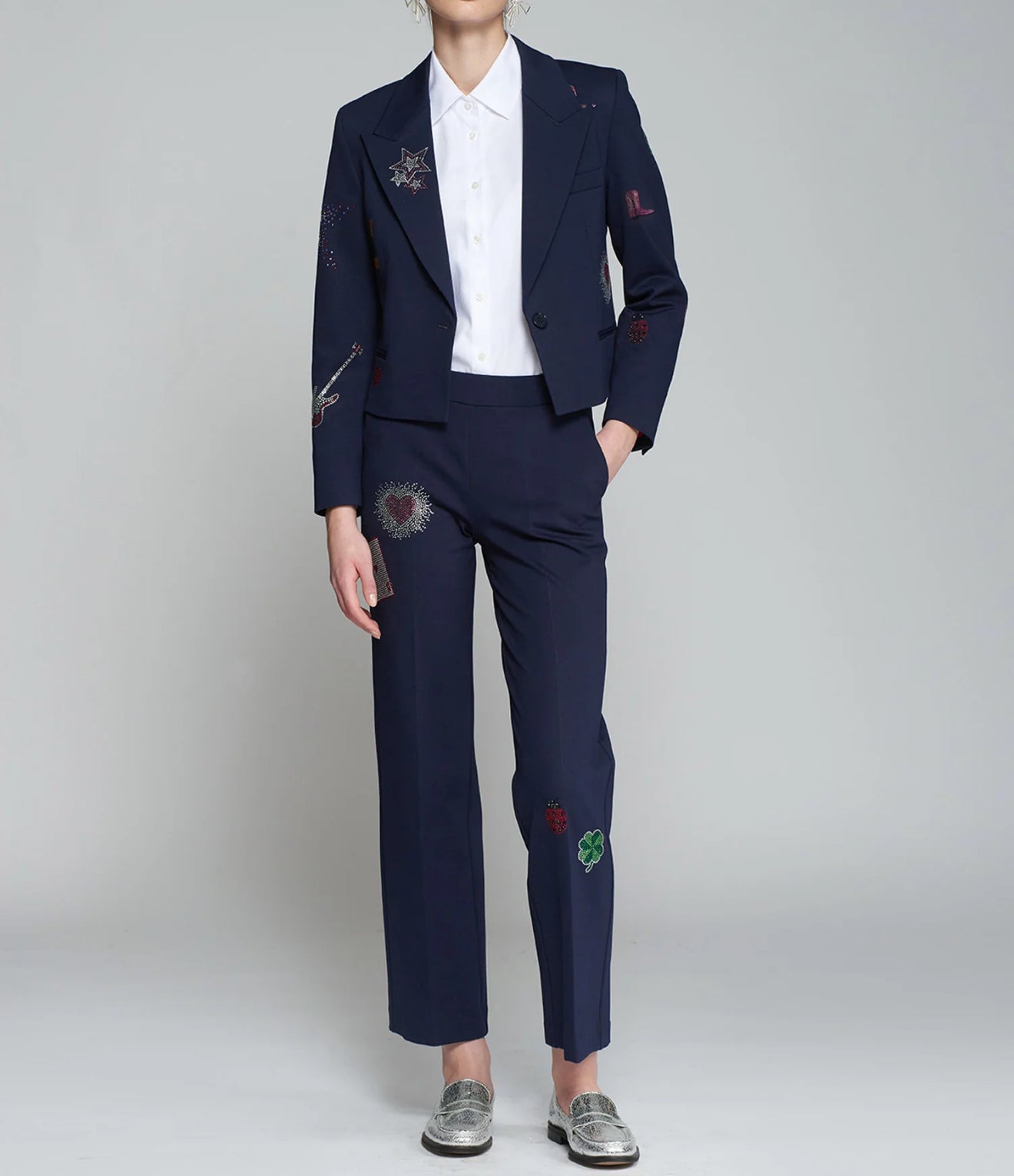 Vilagallo Martina Strass Trousers - Navy Punto