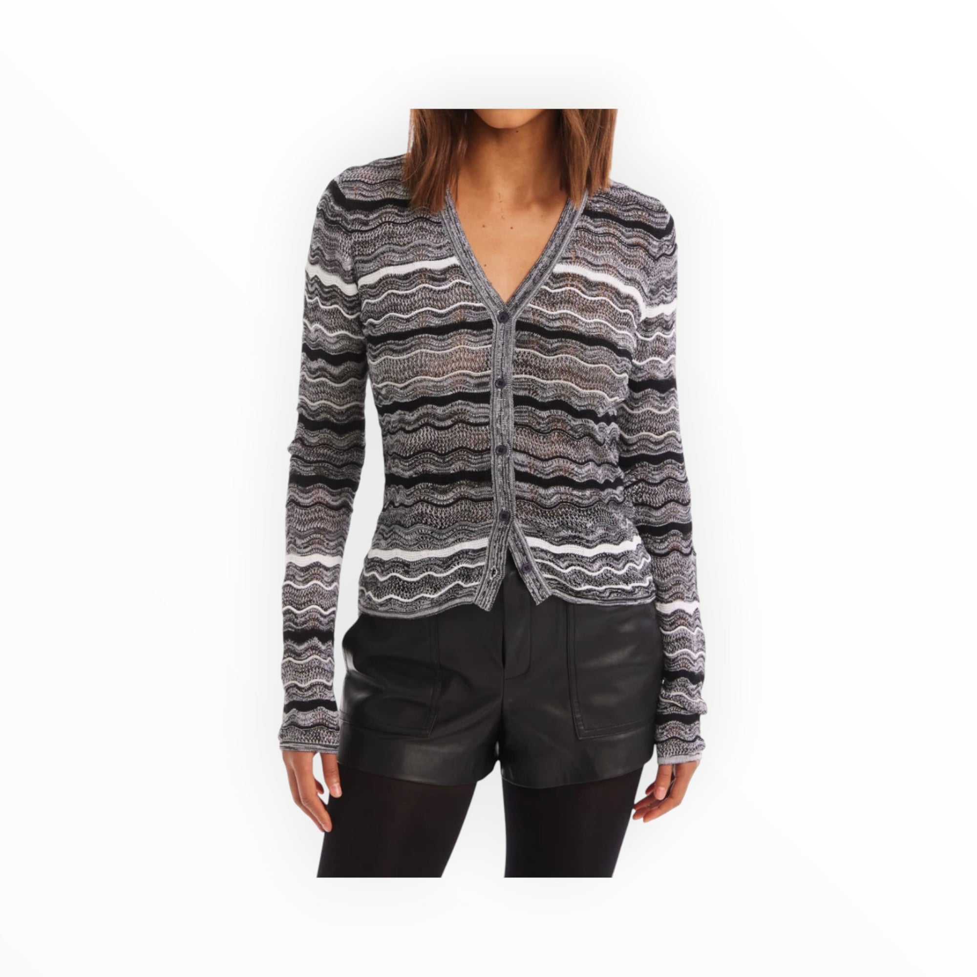 Allison New York Colleen Cardigan - Black/White