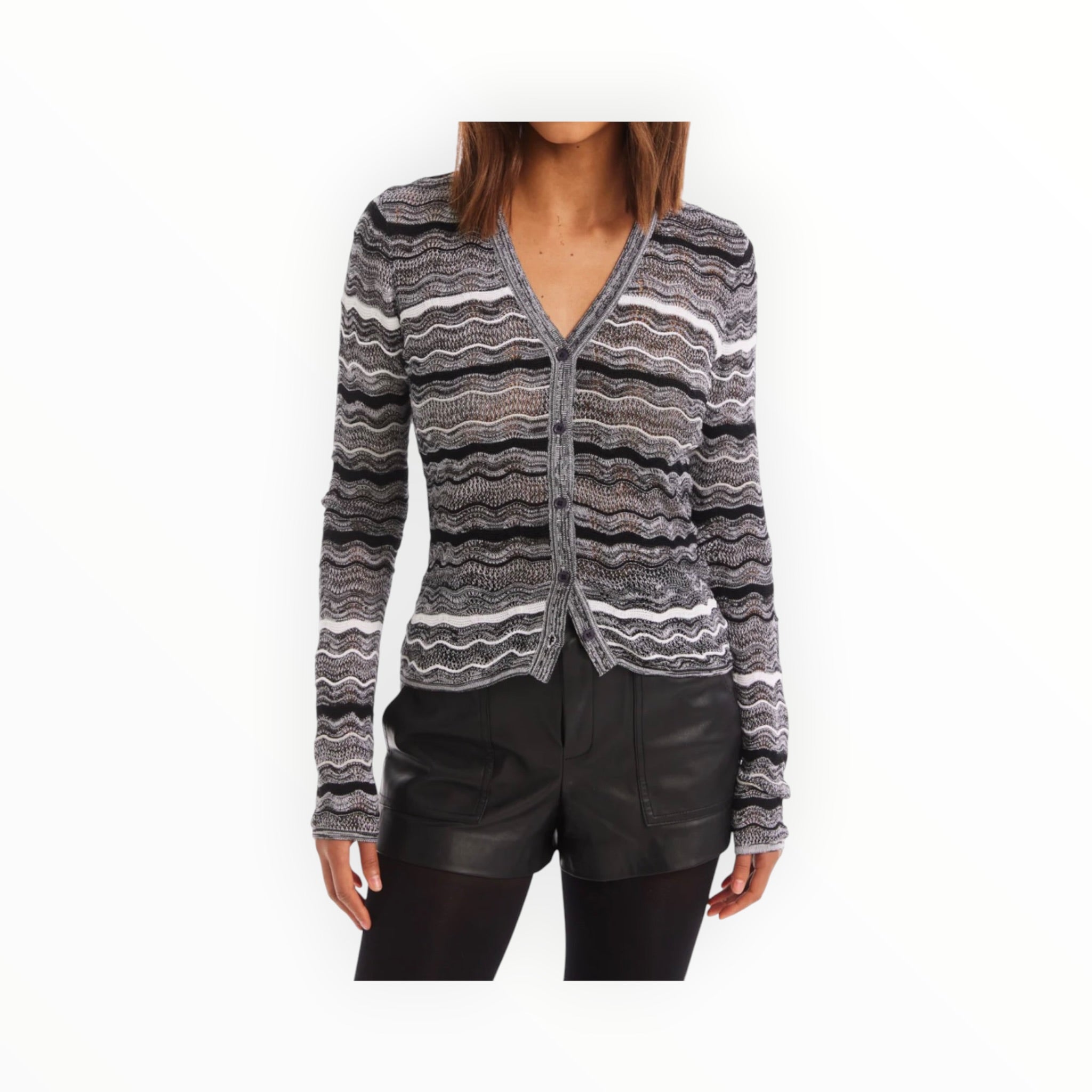 Allison New York Colleen Cardigan - Black/White
