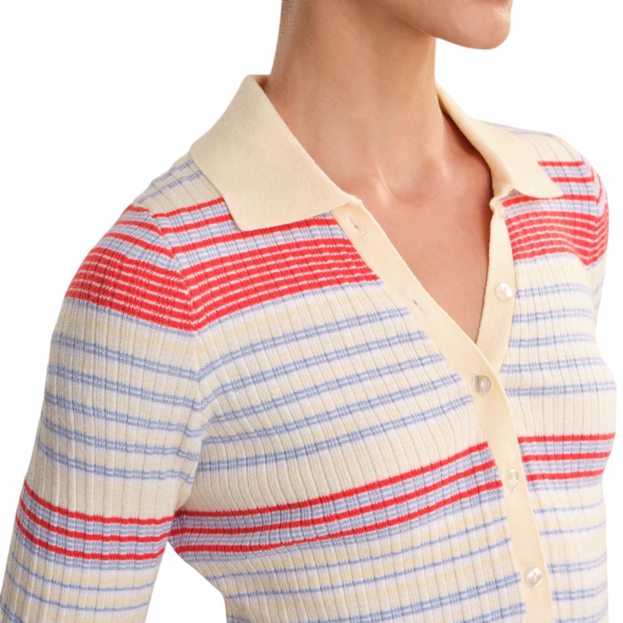 525 Calla Polo Top - Bright Multi Stripe