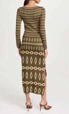 MISA Lainey Dress - Olive Geo Stripe