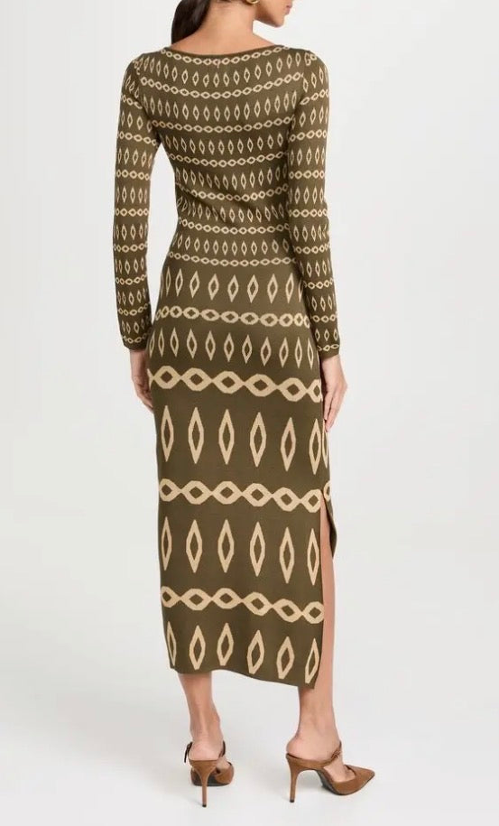 MISA Lainey Dress - Olive Geo Stripe