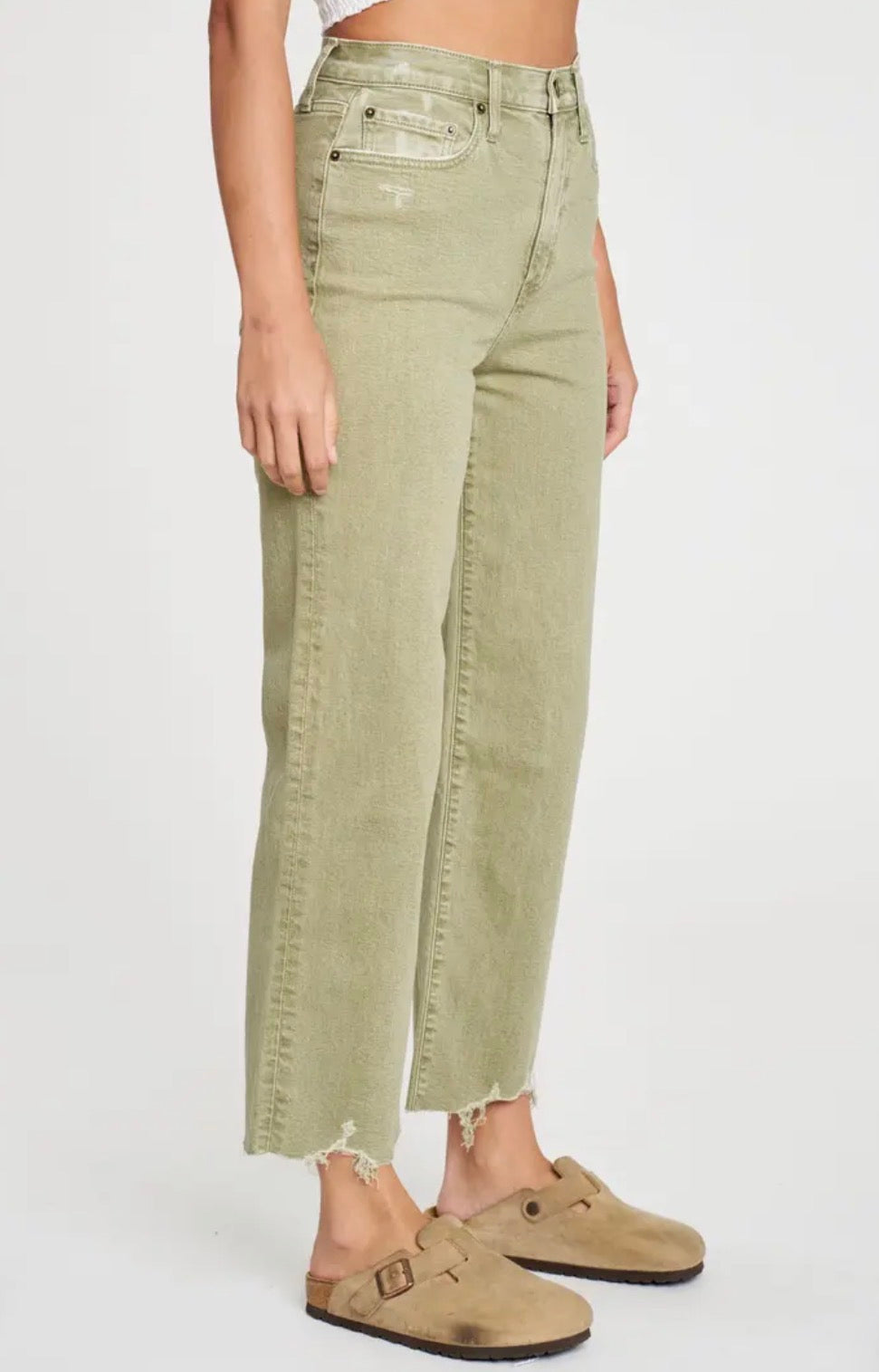 The Daze Pleaser High Rise Wide Ankle - Matcha