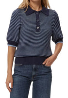 Marley Puff Sleeve Cotton Blend Sweater - Nocturnal/Breeze