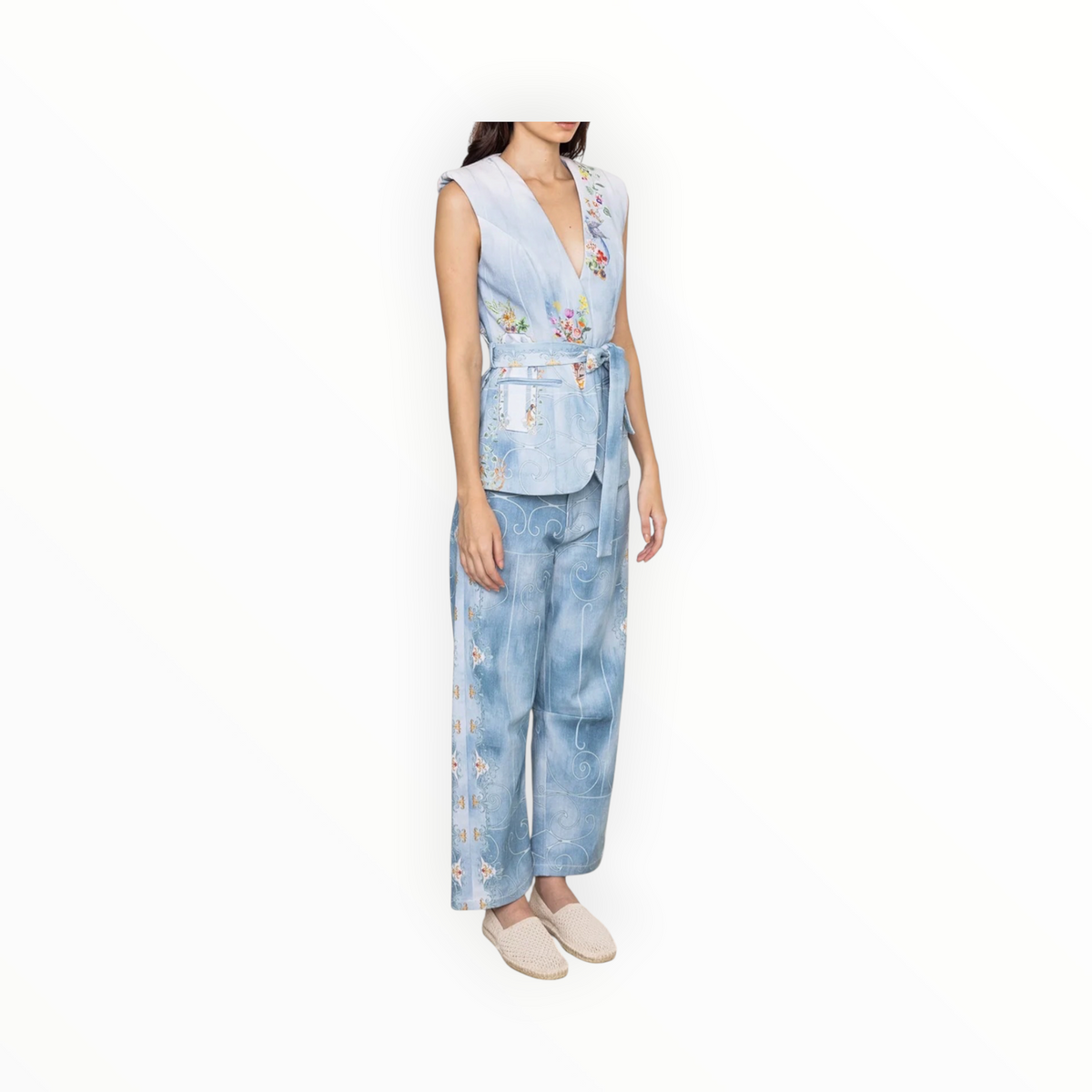 Ranna Gill Rafia Belted Waist Coat
