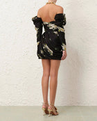 Zimmermann Harmony Drape Mini Dress - Black Magnolia