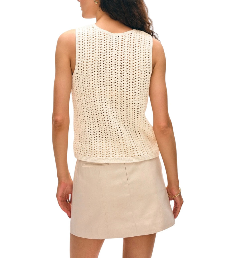 White + Warren Hand Crochet Lofty Cotton Tank - Ivory
