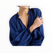 momonì Viento Dress in Solid Color Habutai Silk - Ultramarine Blue