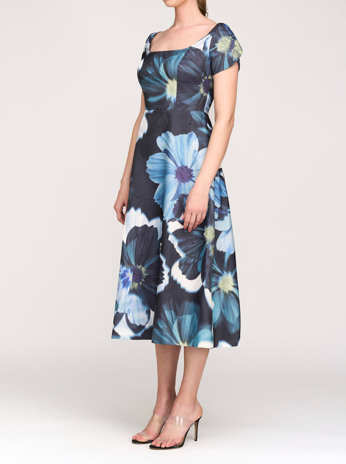 Kay Unger Emma Tea Length Dress - Flint/Light Teal