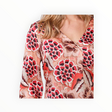 Summum V-Neck Bold Flower Top - Pink Floral