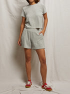 perfectwhitetee Emily Loop Terry Sweatshort - Heather Grey