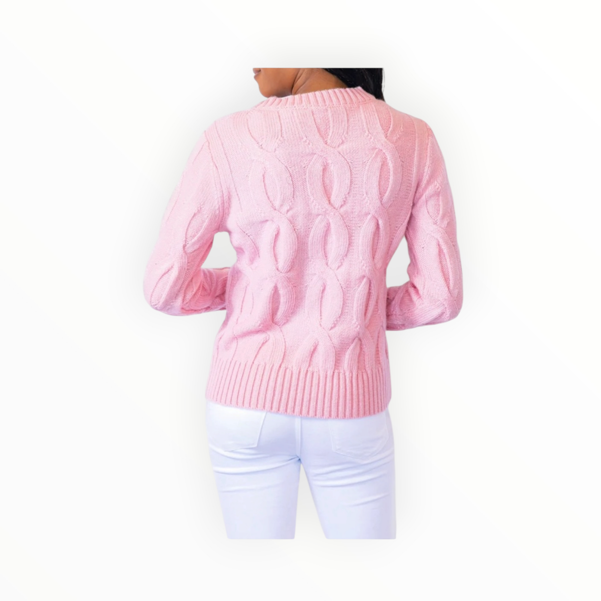Sail To Sable Chunky Cable Knit Sweater - Blush