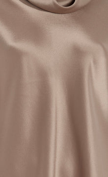 LESET Barb Draped Satin Top - Taupe