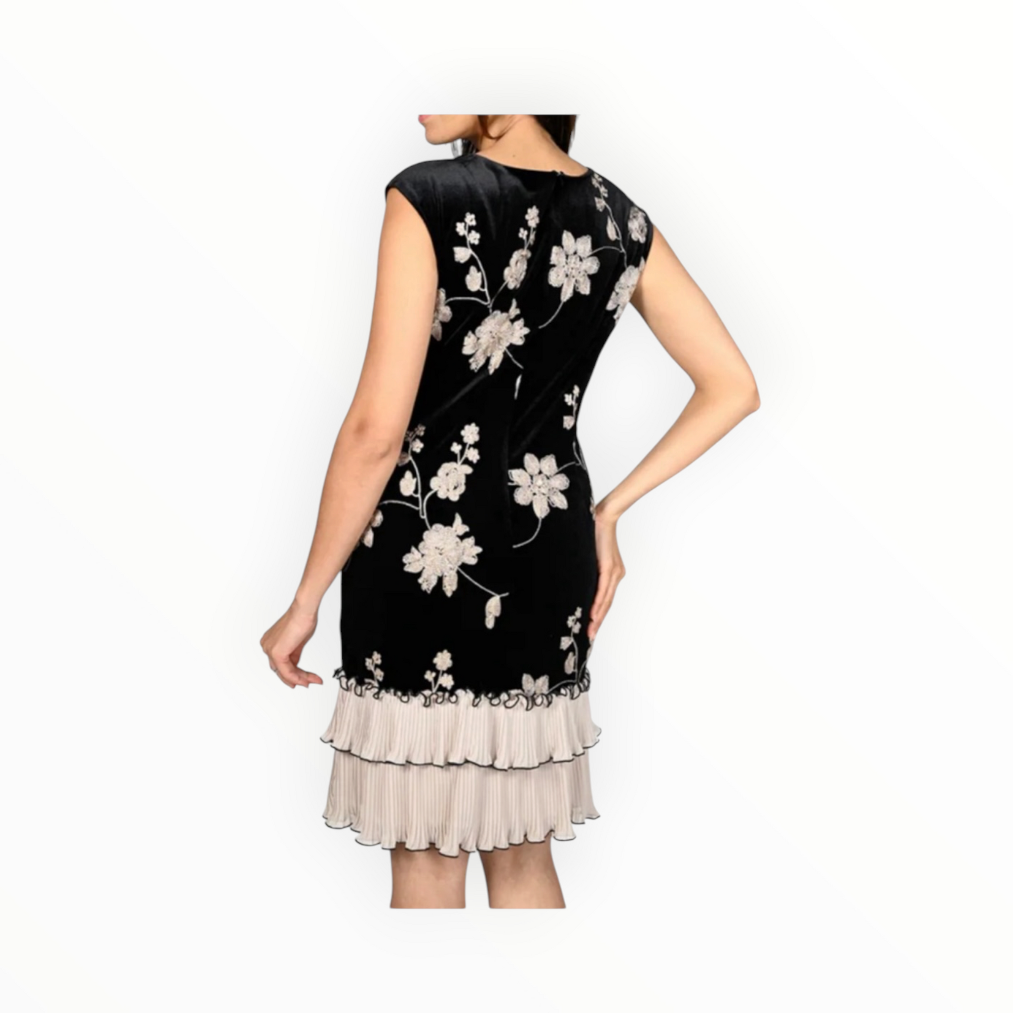Frank Lyman Embroidered Velvet Dress - Black