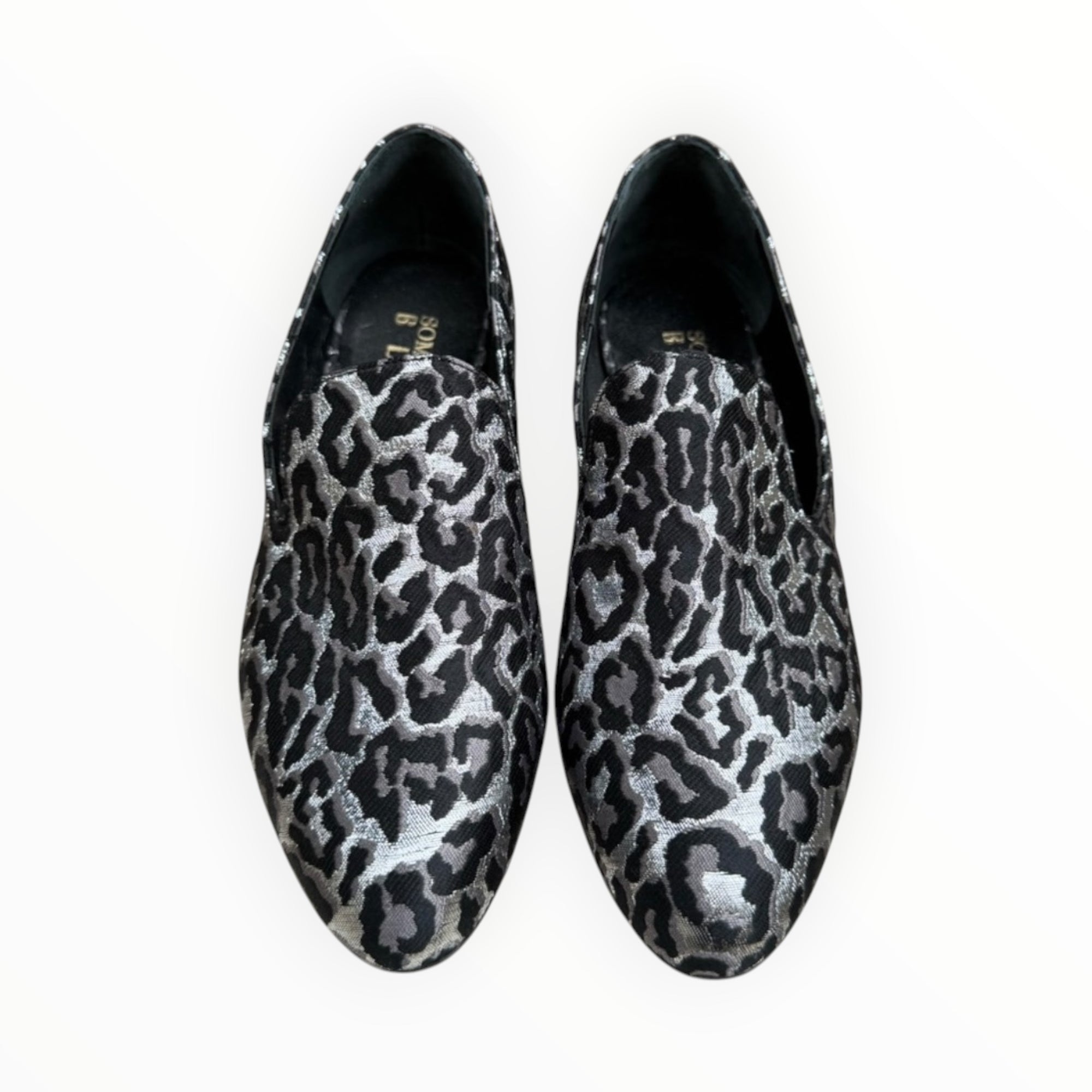 Something Bleu Tuxedo Flat - Silver Black Cheetah Fabric