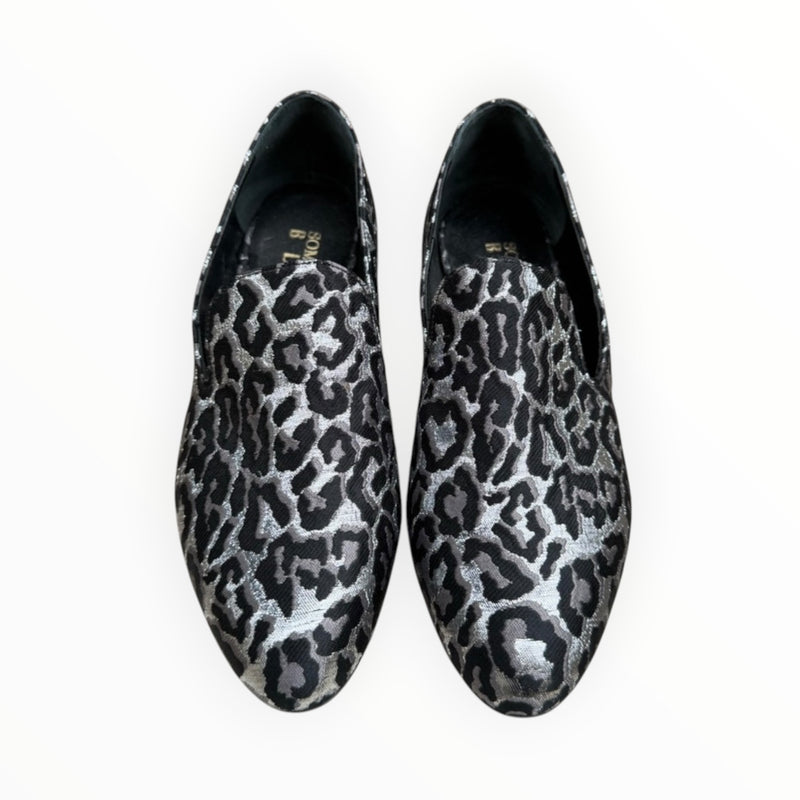Something Bleu Tuxedo Flat - Silver Black Cheetah Fabric