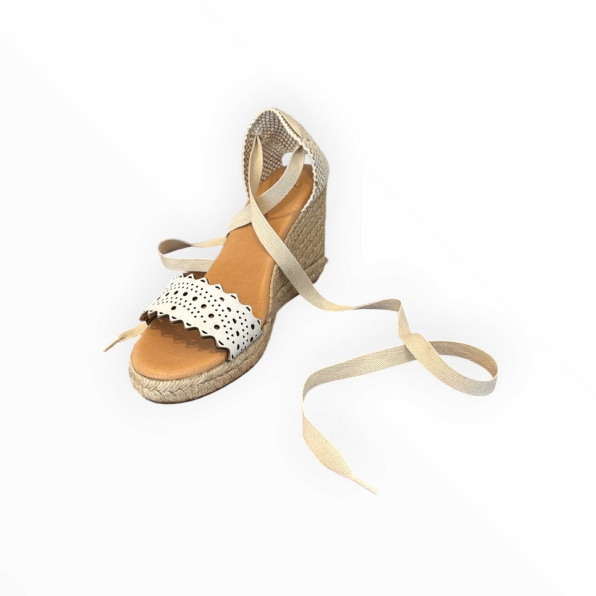Pinaz Laser Cut Wedge Espadrille - White