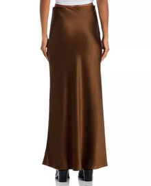 Frame Silk Column Maxi Skirt - Moss