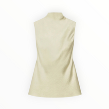 Nanushka Colson Crinkled Satin Turtleneck Top - Green Tea