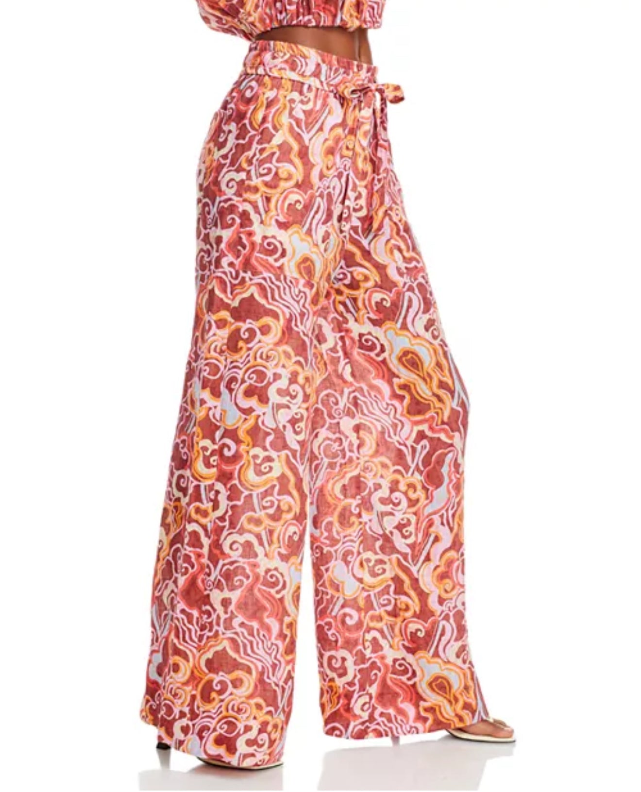 A.L.C. Naomi Print Linen Pants - Baked Clay