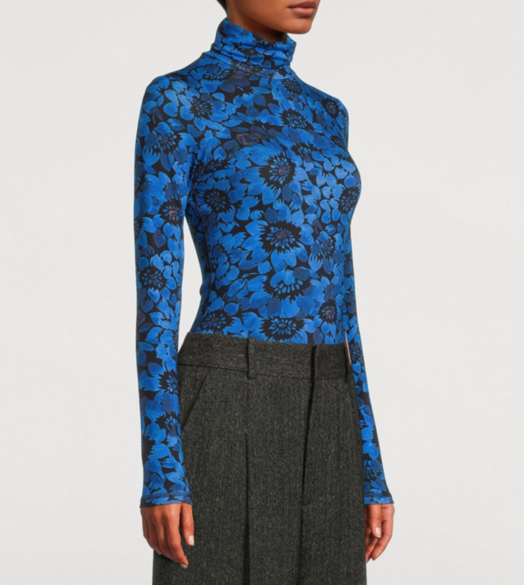 Smythe Jersey Turtleneck - Lapis Floral