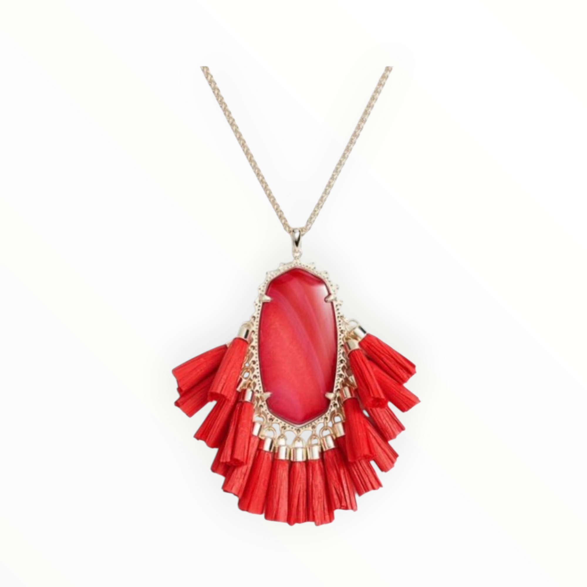 Kendra Scott Betsy Raffia Long Pendant Necklace - Red