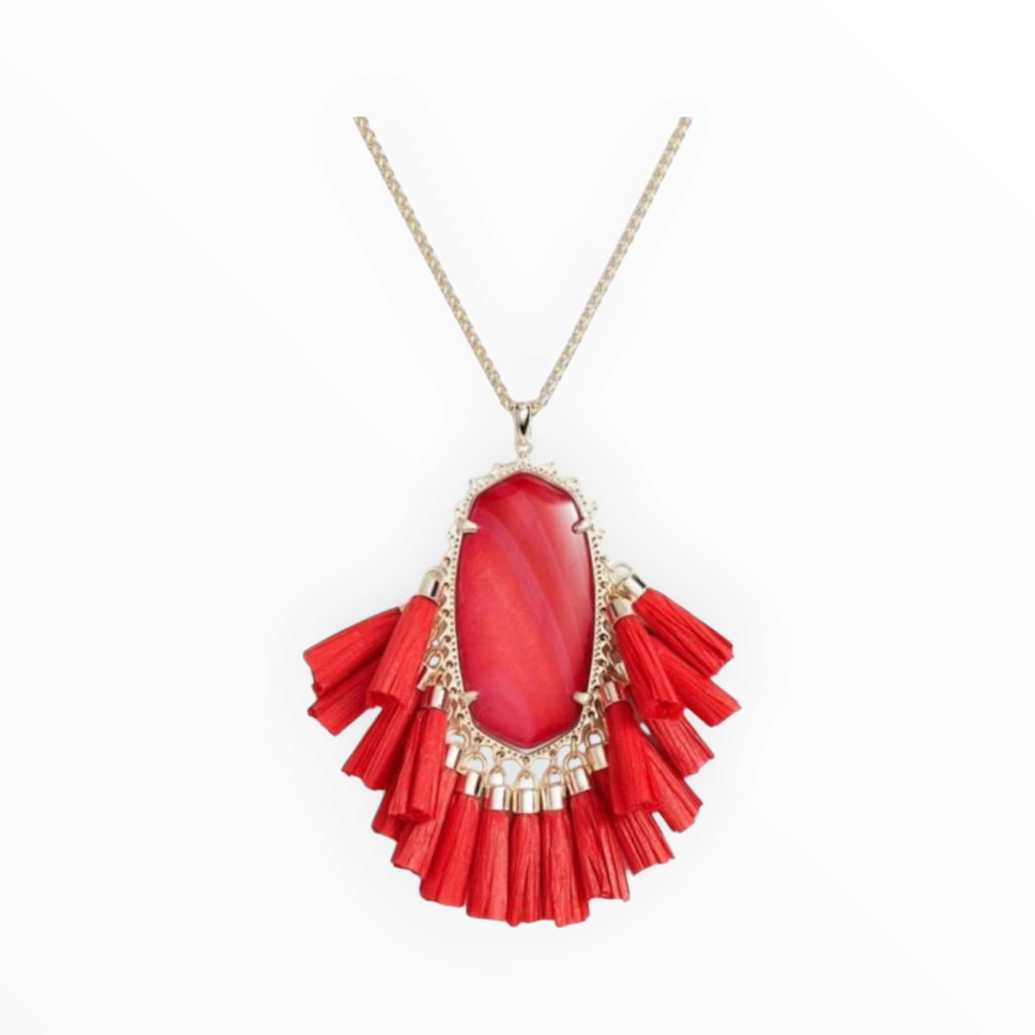 Kendra Scott Betsy Raffia Long Pendant Necklace - Red