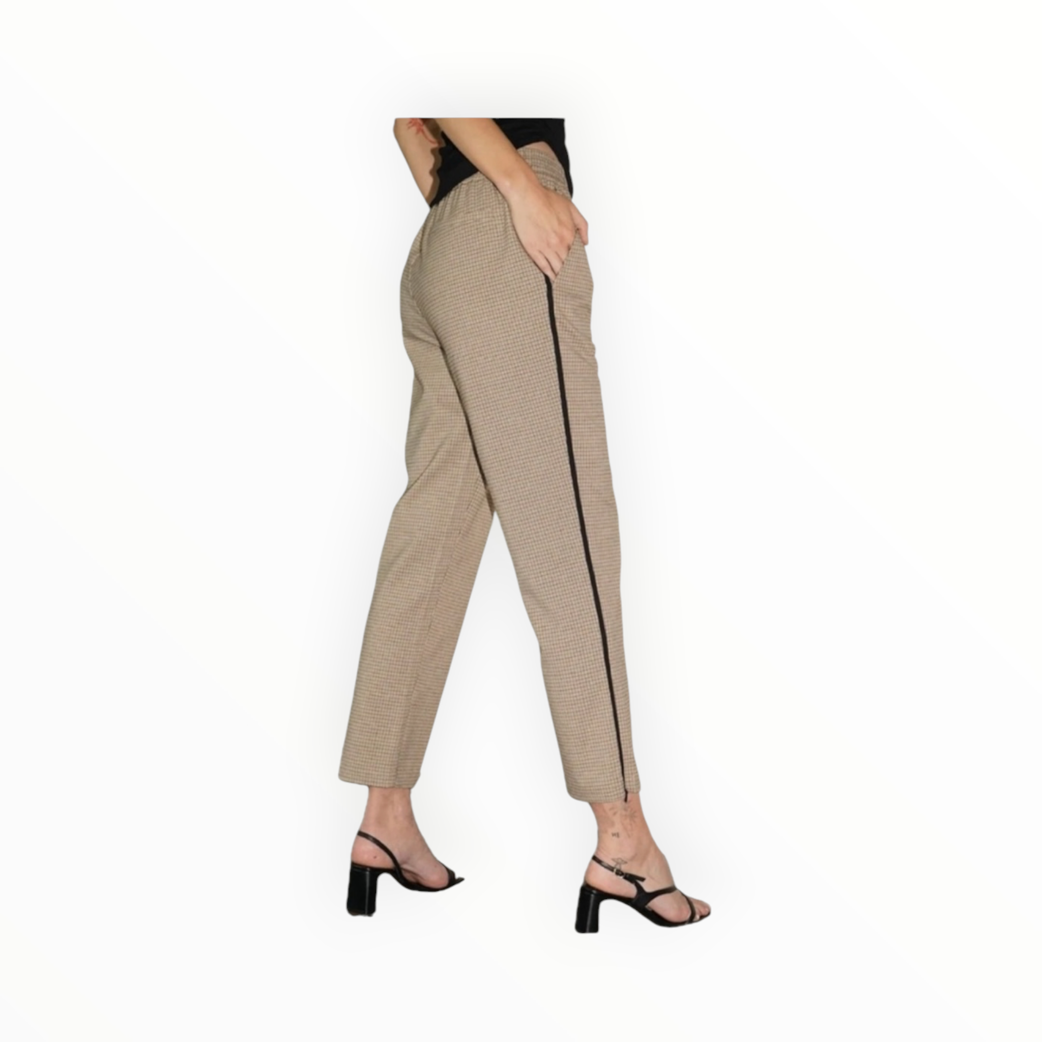 LNA Kip Houndstooth Track Pant - Chestnut